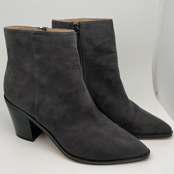 14th & Union Braxten Gray Ankle Block Heel Pointed Boots Booties Size 7.5 - Picture 1 of 13